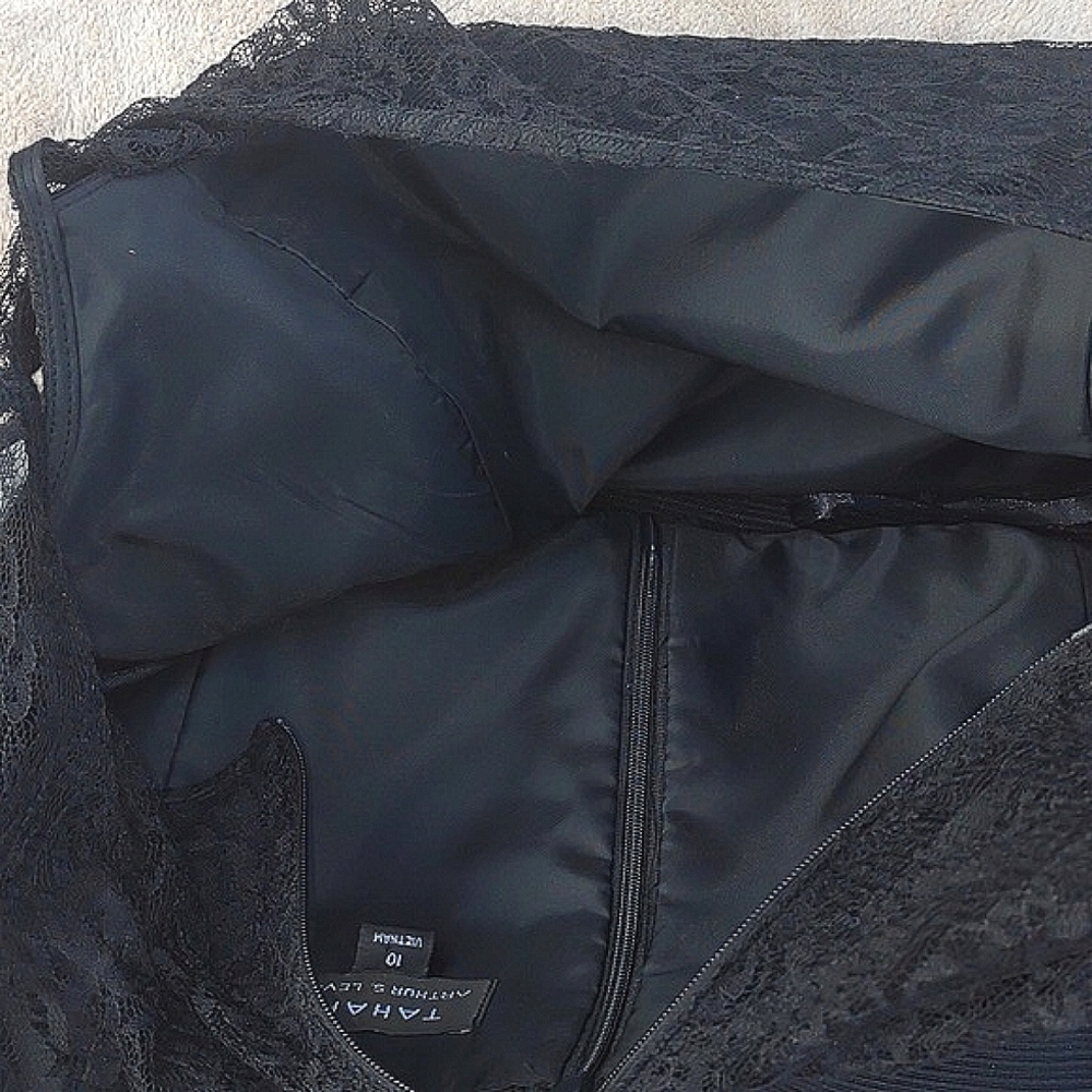 😎TARARI ARTHUR S. LEVINE Lace Cocktail Dress in Black - Picture 9 of 12
